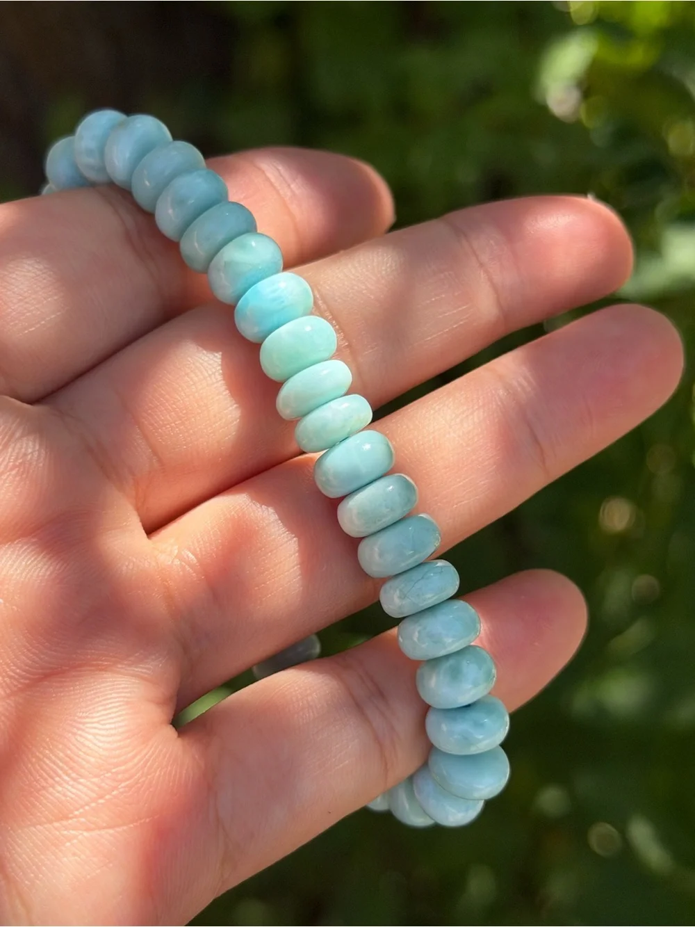 8.5mm High quality larimar donut shape Beaded Stretch Bracelet 1684